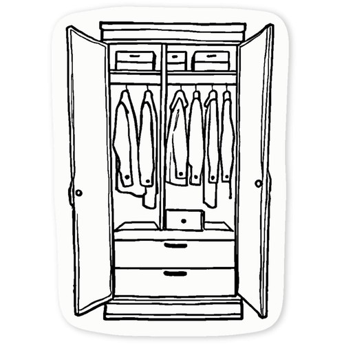 Wardrobe clear sticker - 'wardrobe',
