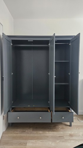 Dark grey door wardrobe with - grey, 3-door
